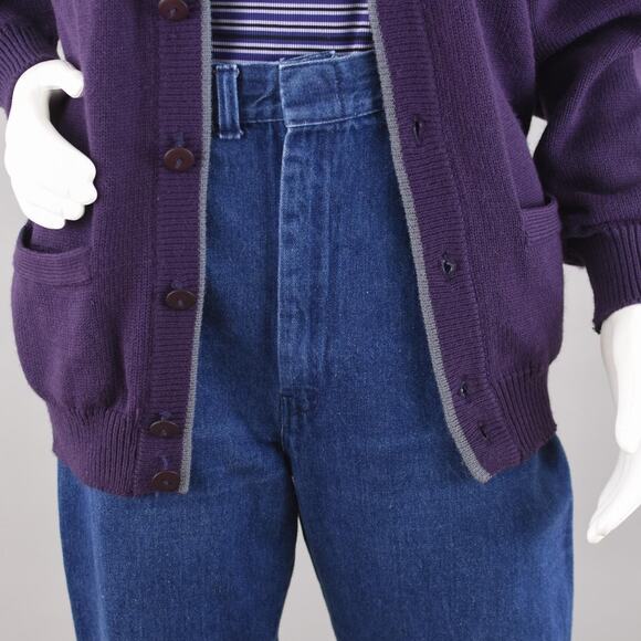 Vintage Purple Knit Cardigan with Pockets Men's Small - Picture 3 of 10